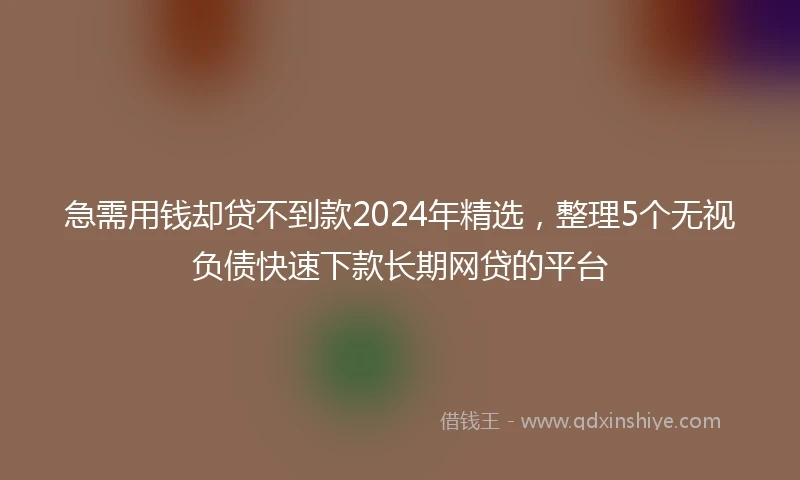 急需用钱却贷不到款2024年精选，整理5个无视负债快速下款长期网贷的平台