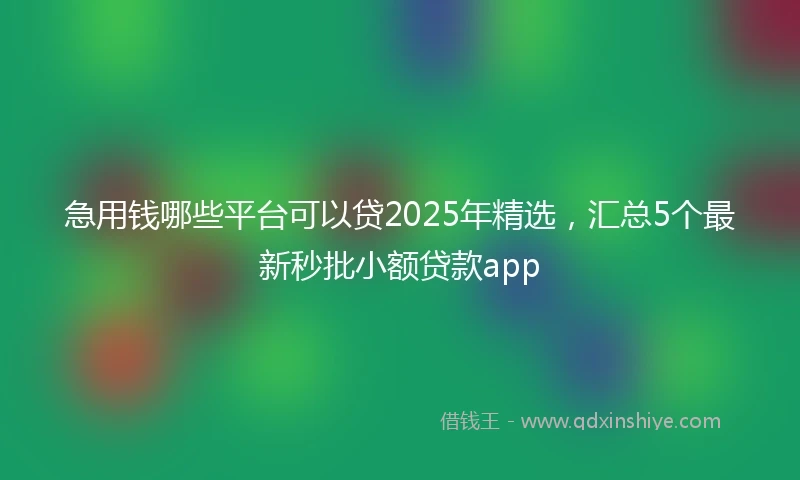 急用钱哪些平台可以贷2025年精选，汇总5个最新秒批小额贷款app