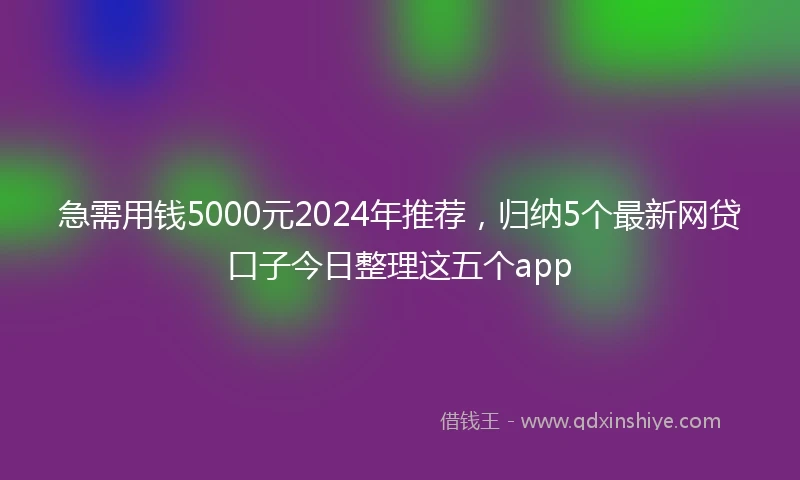 急需用钱5000元2024年推荐，归纳5个最新网贷口子今日整理这五个app