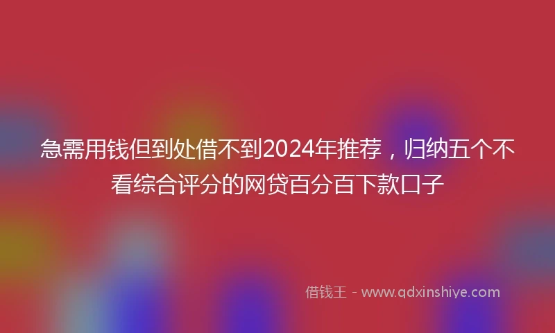 急需用钱但到处借不到2024年推荐，归纳五个不看综合评分的网贷百分百下款口子