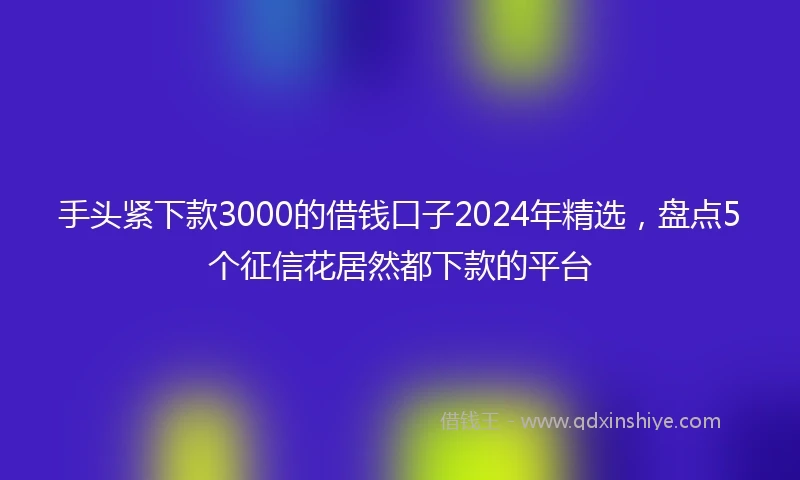 手头紧下款3000的借钱口子2024年精选，盘点5个征信花居然都下款的平台