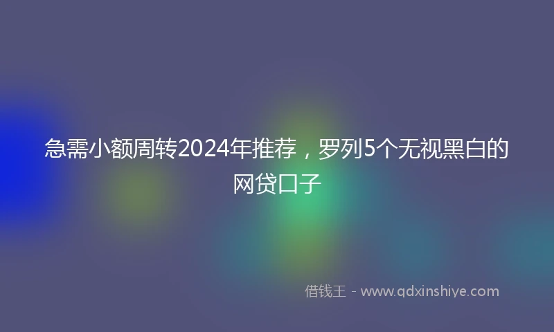 急需小额周转2024年推荐，罗列5个无视黑白的网贷口子