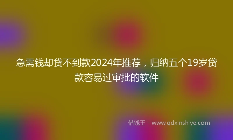 急需钱却贷不到款2024年推荐，归纳五个19岁贷款容易过审批的软件