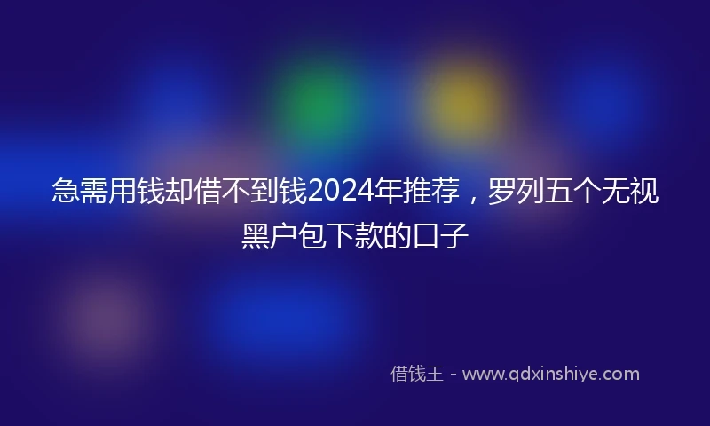 急需用钱却借不到钱2024年推荐，罗列五个无视黑户包下款的口子