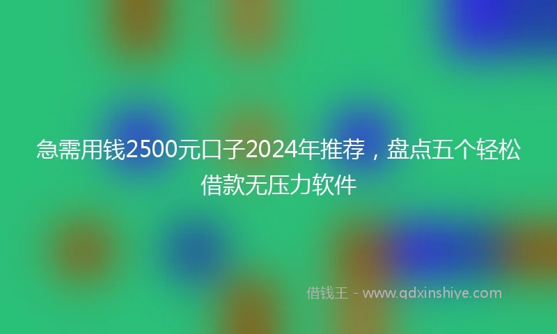 急需用钱2500元口子2024年推荐，盘点五个轻松借款无压力软件