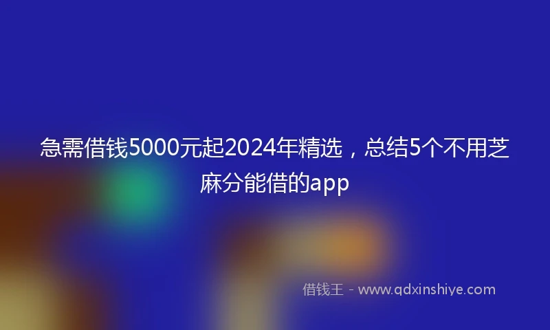急需借钱5000元起2024年精选，总结5个不用芝麻分能借的app
