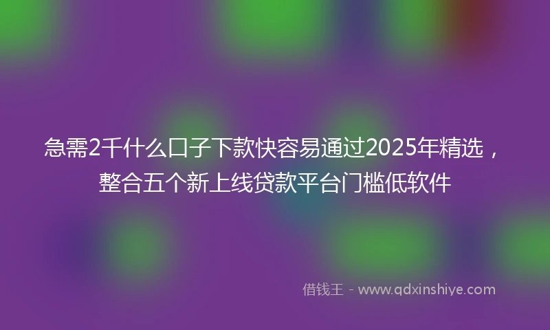 急需2千什么口子下款快容易通过2025年精选，整合五个新上线贷款平台门槛低软件