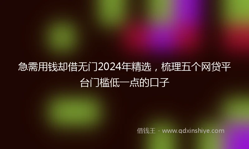 急需用钱却借无门2024年精选，梳理五个网贷平台门槛低一点的口子