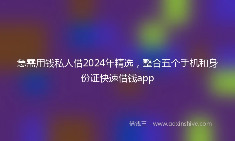 急需用钱私人借2024年精选，整合五个手机和身份证快速借钱app