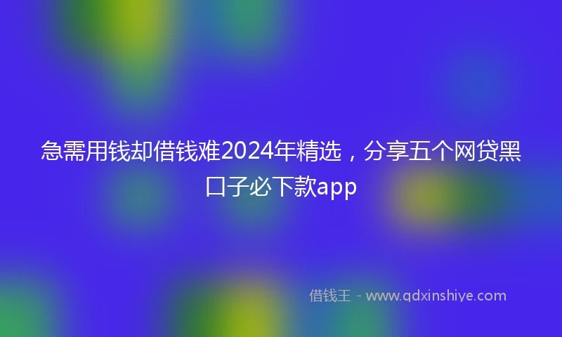 急需用钱却借钱难2024年精选，分享五个网贷黑口子必下款app