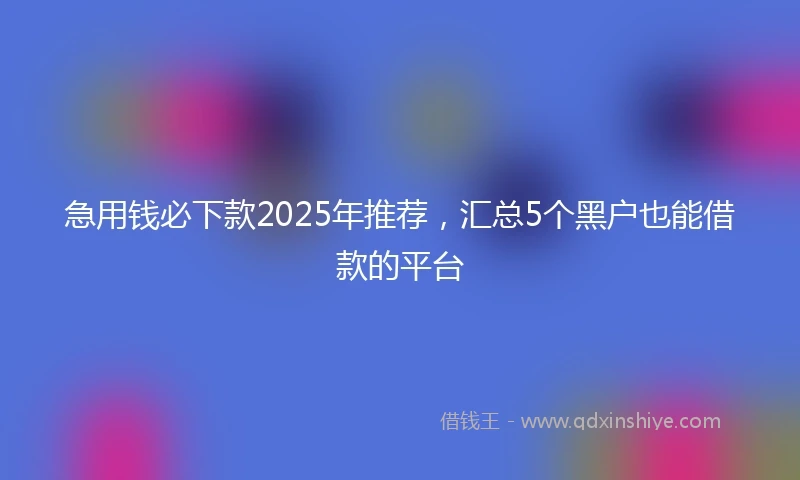 急用钱必下款2025年推荐,汇总5个黑户也能借款的平台