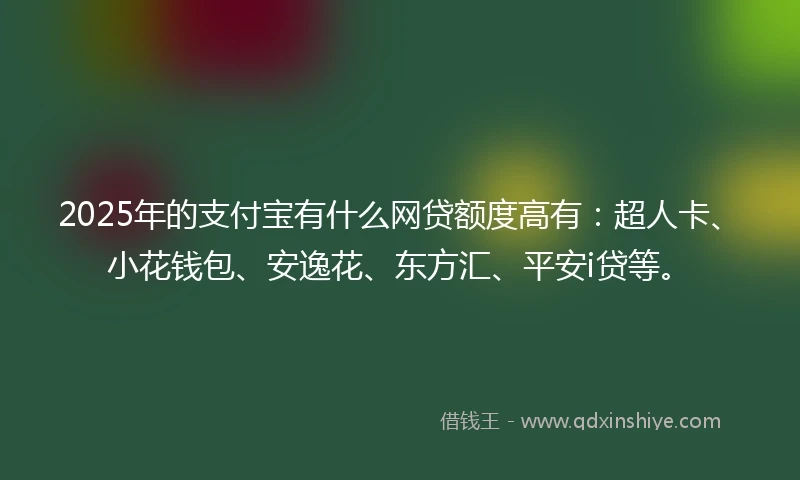 2025年的支付宝有什么网贷额度高有：超人卡、小花钱包、安逸花、东方汇、平安i贷等。