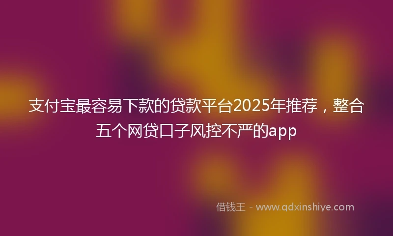 支付宝最容易下款的贷款平台2025年推荐，整合五个网贷口子风控不严的app