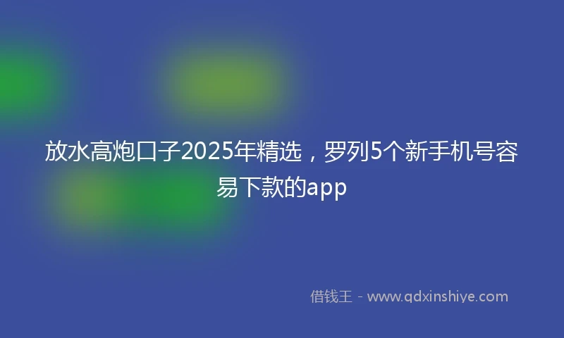 放水高炮口子2025年精选，罗列5个新手机号容易下款的app