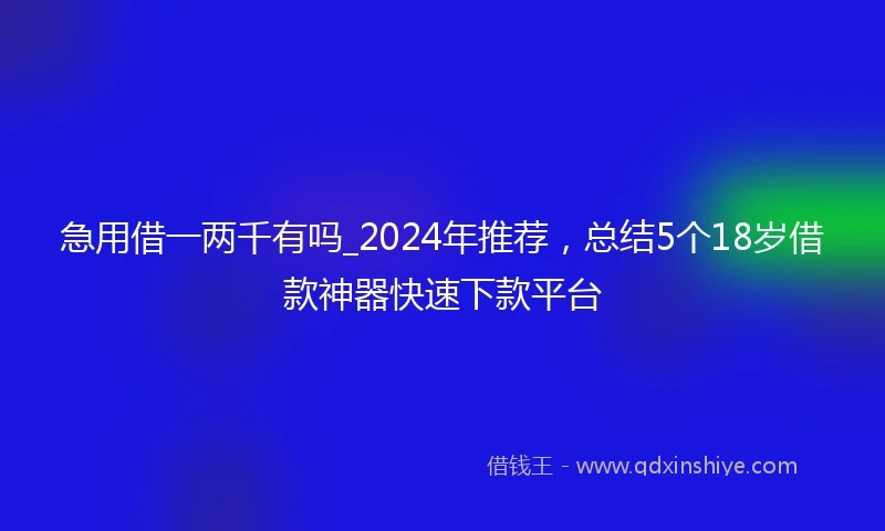 急用借一两千有吗_2024年推荐，总结5个18岁借款神器快速下款平台