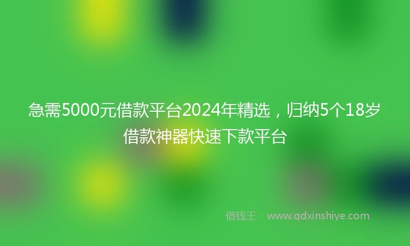 急需5000元借款平台2024年精选，归纳5个18岁借款神器快速下款平台