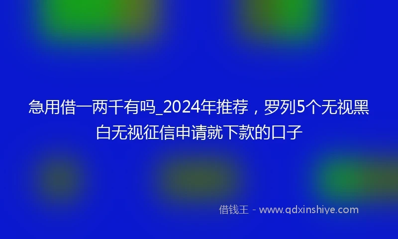 急用借一两千有吗_2024年推荐，罗列5个无视黑白无视征信申请就下款的口子