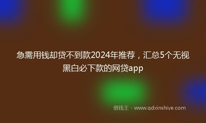 急需用钱却贷不到款2024年推荐，汇总5个无视黑白必下款的网贷app