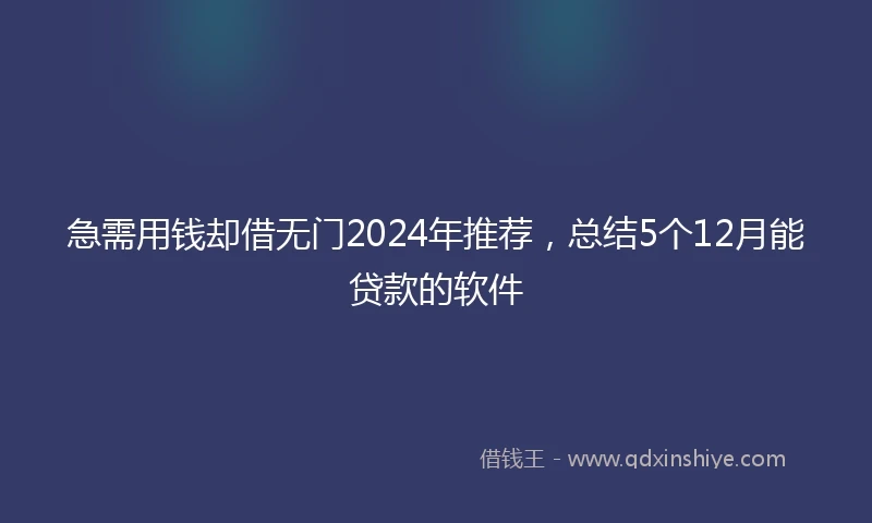 急需用钱却借无门2024年推荐，总结5个12月能贷款的软件