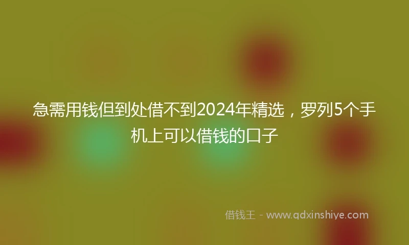 急需用钱但到处借不到2024年精选，罗列5个手机上可以借钱的口子