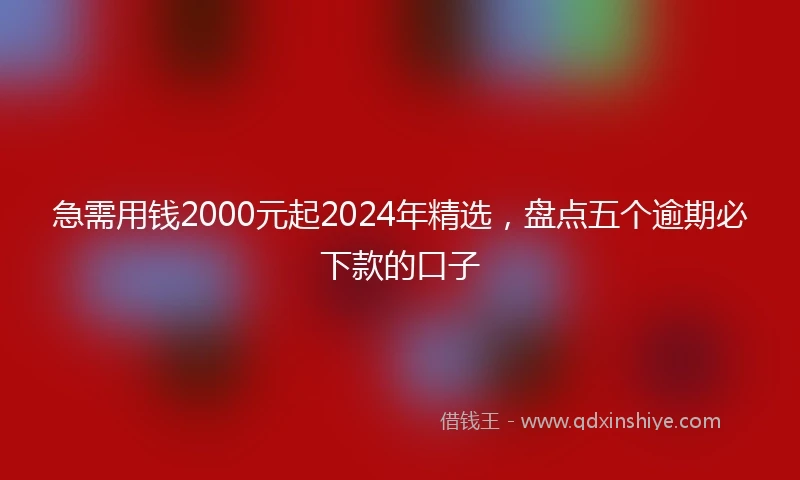 急需用钱2000元起2024年精选，盘点五个逾期必下款的口子
