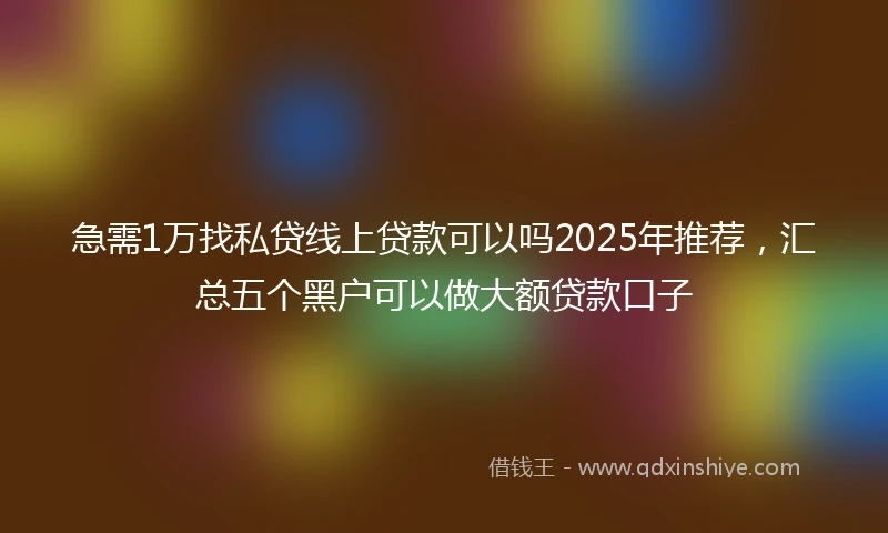 急需1万找私贷线上贷款可以吗2025年推荐，汇总五个黑户可以做大额贷款口子