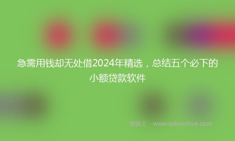 急需用钱却无处借2024年精选，总结五个必下的小额贷款软件