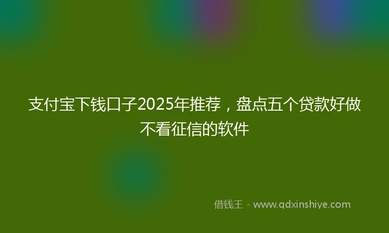 支付宝下钱口子2025年推荐，盘点五个贷款好做不看征信的软件