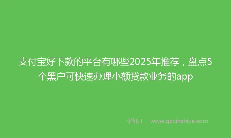 支付宝好下款的平台有哪些2025年推荐,盘点5个黑户可快速办理小额贷款业务的app