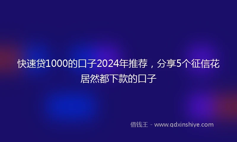 快速贷1000的口子2024年推荐，分享5个征信花居然都下款的口子