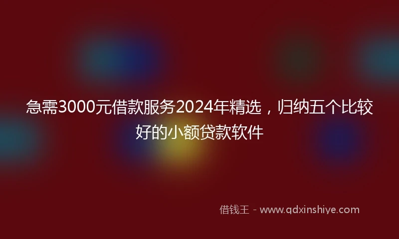 急需3000元借款服务2024年精选，归纳五个比较好的小额贷款软件