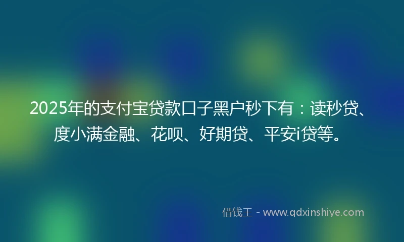 2025年的支付宝贷款口子黑户秒下有：读秒贷、度小满金融、花呗、好期贷、平安i贷等。