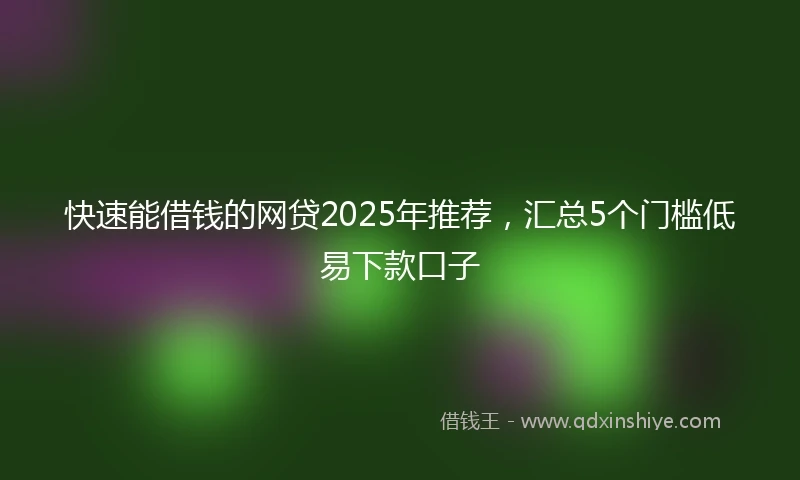 快速能借钱的网贷2025年推荐，汇总5个门槛低易下款口子
