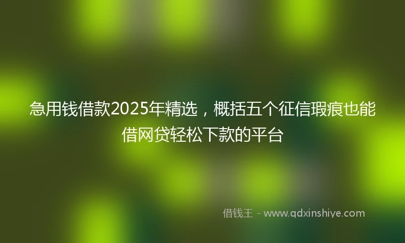 急用钱借款2025年精选，概括五个征信瑕疵也能借网贷轻松下款的平台