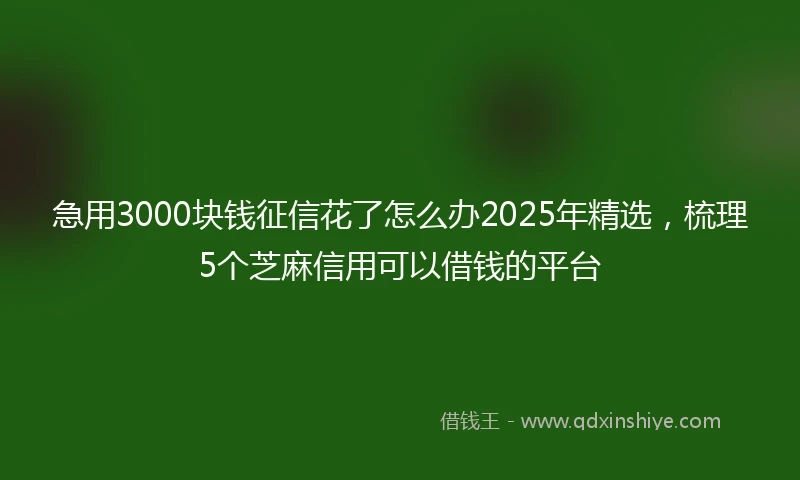 急用3000块钱征信花了怎么办2025年精选，梳理5个芝麻信用可以借钱的平台