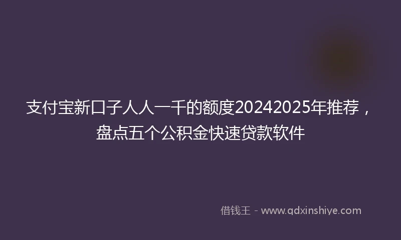 支付宝新口子人人一千的额度20242025年推荐，盘点五个公积金快速贷款软件