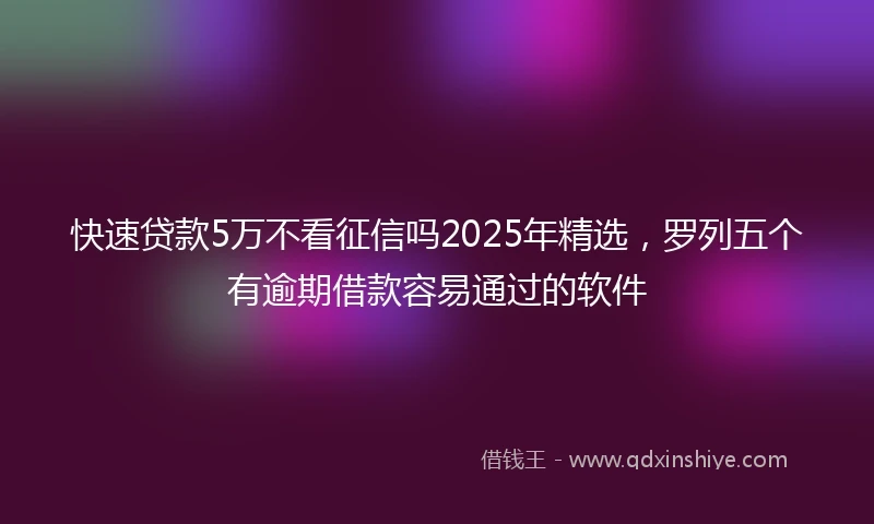 快速贷款5万不看征信吗2025年精选，罗列五个有逾期借款容易通过的软件