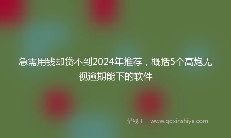 急需用钱却贷不到2024年推荐，概括5个高炮无视逾期能下的软件