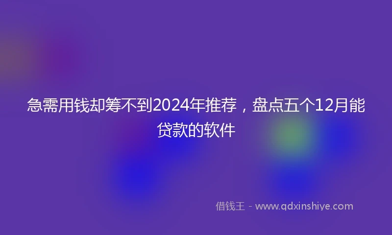 急需用钱却筹不到2024年推荐，盘点五个12月能贷款的软件