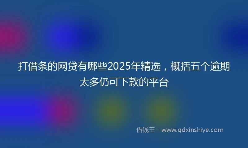 打借条的网贷有哪些2025年精选，概括五个逾期太多仍可下款的平台