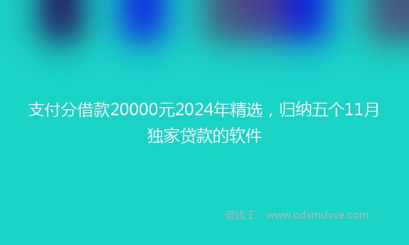 支付分借款20000元2024年精选，归纳五个11月独家贷款的软件