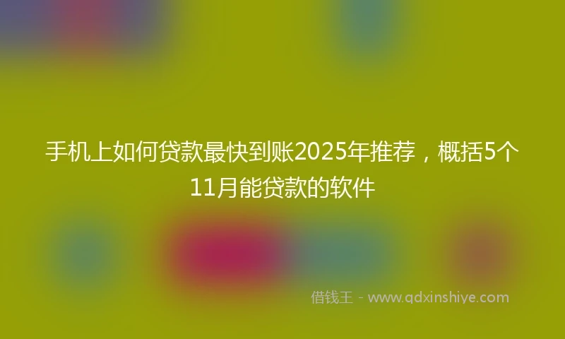 手机上如何贷款最快到账2025年推荐，概括5个11月能贷款的软件