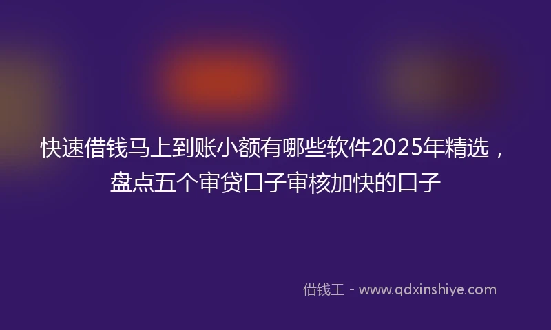 快速借钱马上到账小额有哪些软件2025年精选，盘点五个审贷口子审核加快的口子