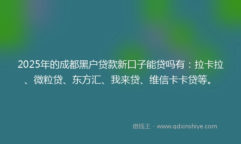 2025年的成都黑户贷款新口子能贷吗有：拉卡拉、微粒贷、东方汇、我来贷、维信卡卡贷等。