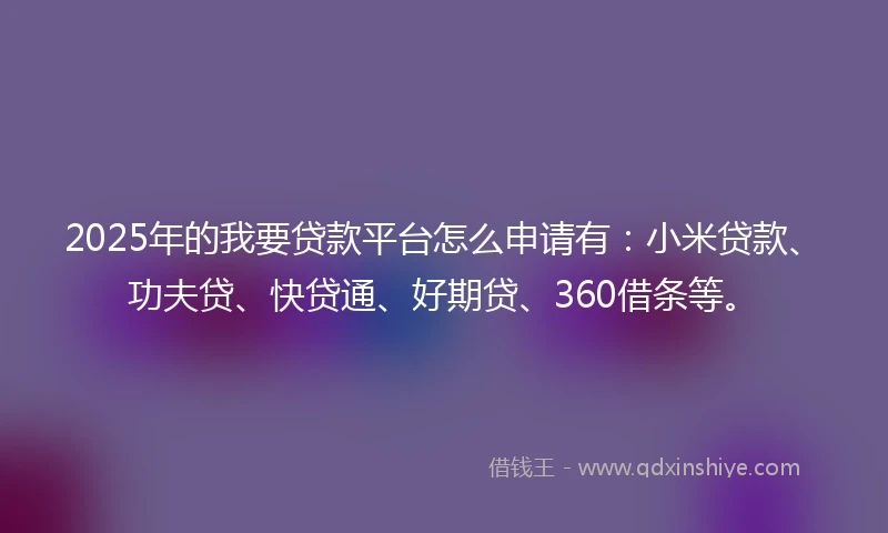 2025年的我要贷款平台怎么申请有：小米贷款、功夫贷、快贷通、好期贷、360借条等。
