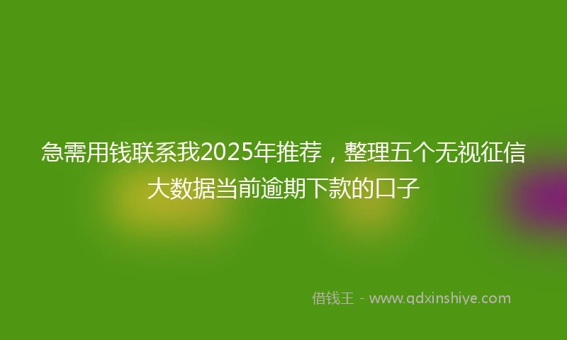急需用钱联系我2025年推荐，整理五个无视征信大数据当前逾期下款的口子