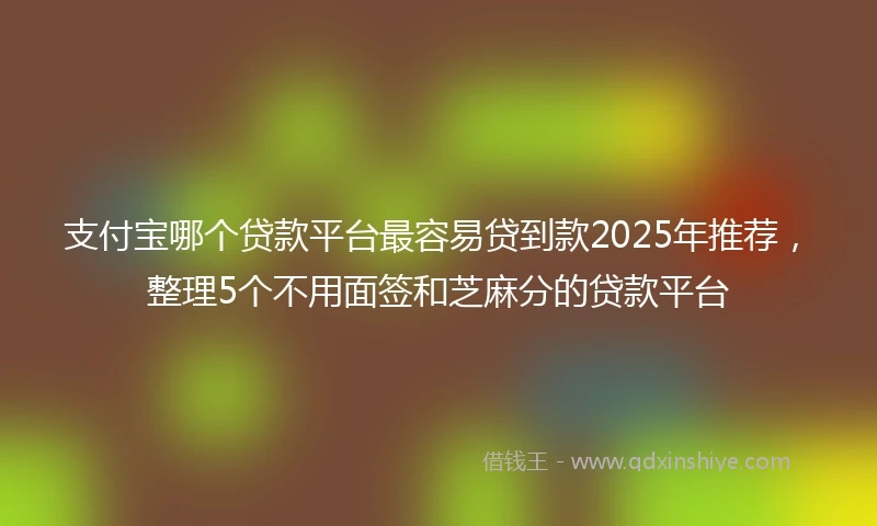 支付宝哪个贷款平台最容易贷到款2025年推荐，整理5个不用面签和芝麻分的贷款平台