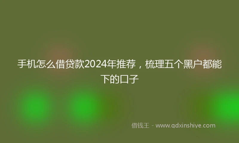 手机怎么借贷款2024年推荐，梳理五个黑户都能下的口子