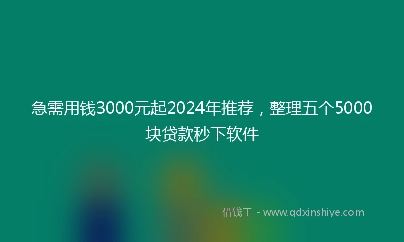 急需用钱3000元起2024年推荐，整理五个5000块贷款秒下软件