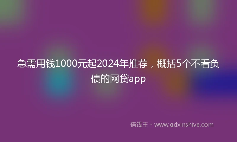 急需用钱1000元起2024年推荐，概括5个不看负债的网贷app